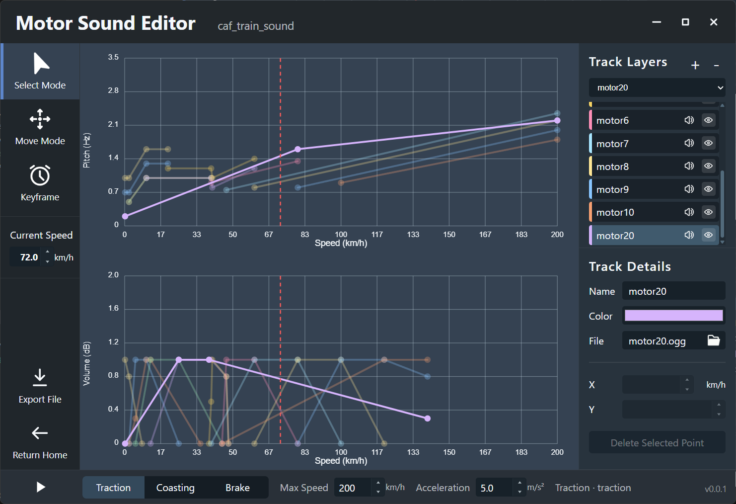 Motor Sound Editor editor workspace preview